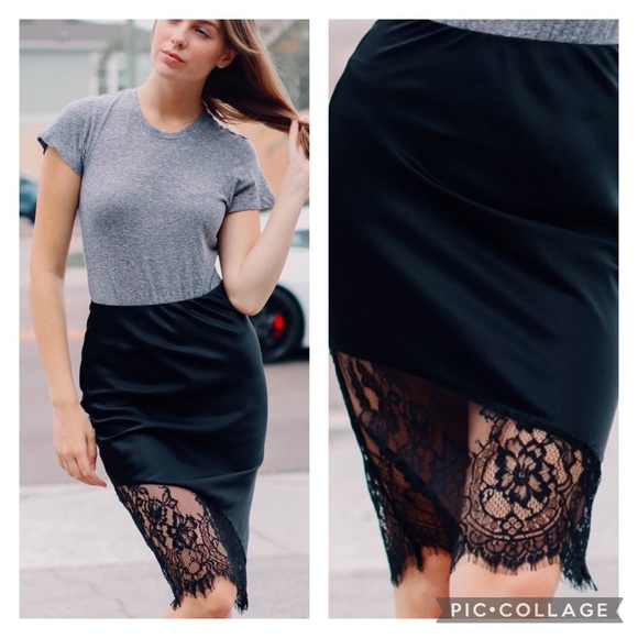 GENERATION LOVE Emerson Black Silk Lace Skirt M - Picture 2 of 11